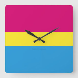 Horloge Carrée SlipperyJoe pansexuel drapeau de la fierté rose am