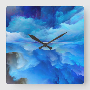 Horloge Carrée SlipperyJoe's abstrait nuage artwork coloré surr