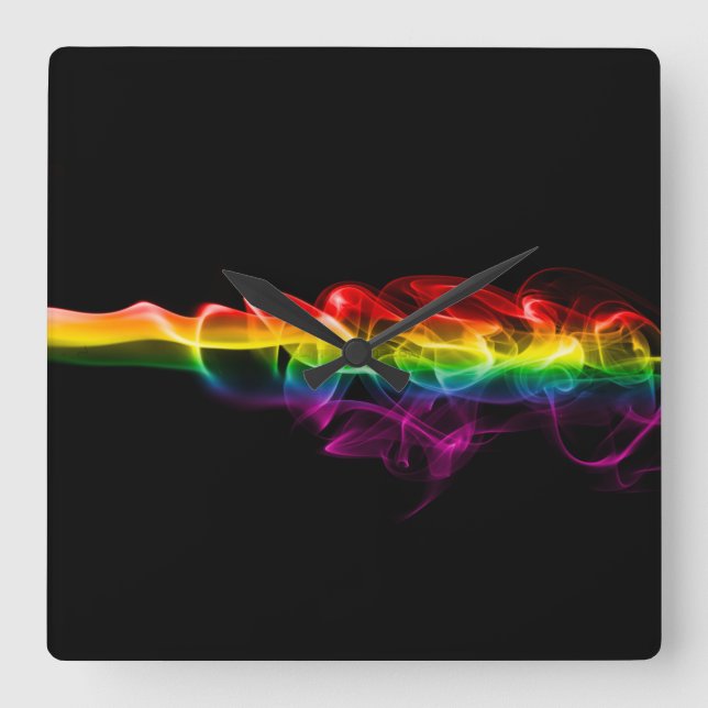 Horloge Carrée SlipperyJoe's fumée vif arc-en-ciel célébré (Recto)