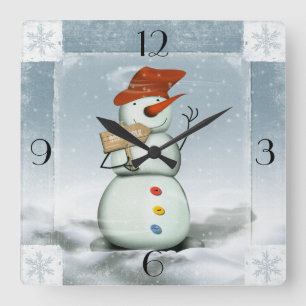 Horloge Carrée Snowman