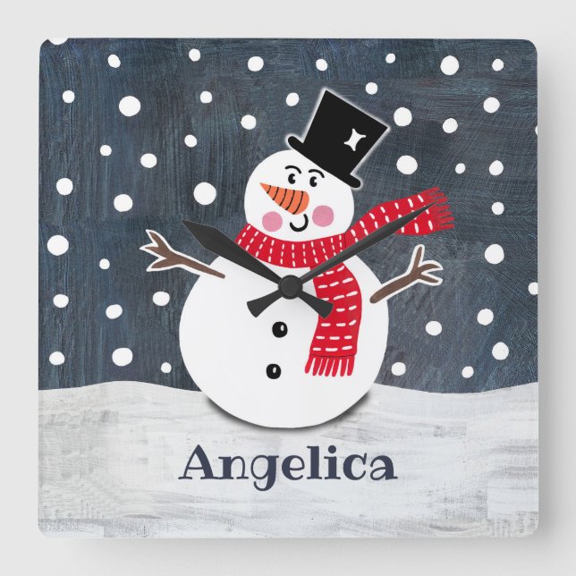 Horloge Carrée Snowman (Recto)