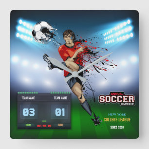 Horloge Carrée Soccer player