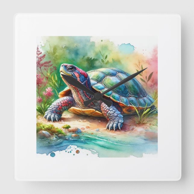 Horloge Carrée Softshell Turtle 221024AREF149 - Watercolor (Recto)