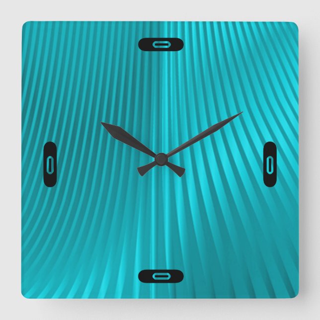 Horloge Carrée "soie" turquoise (Recto)