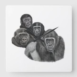 Horloge Carrée Son Gorilla Clock By AGE. Gorilla Life