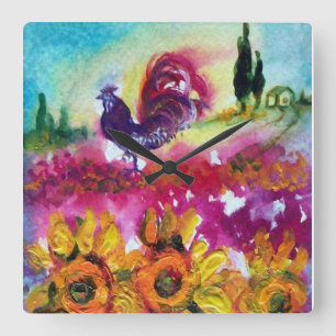 HORLOGE CARRÉE SOUFFLE ET ROOSTER NOIR