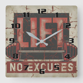 Horloge Carrée Soulever Aucune Excuse Incroyable Motivation Gym M