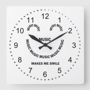 Horloge Carrée Sourire de musique