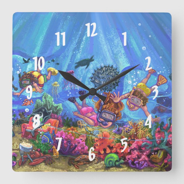 Horloge Carrée Sous la mer (Recto)