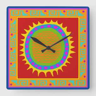 Horloge Carrée Southwest Del Sol Wall Clock