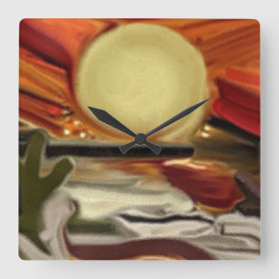 Horloge Carrée Southwestern Skies Art Abstrait