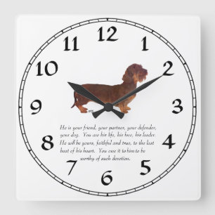 Horloge Carrée Souvenir Teckel - Mâle