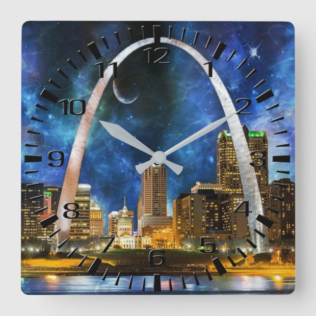 Horloge Carrée Spacey St. Louis Skyline Wall Clock (Recto)