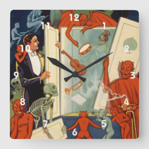 Horloge Carrée Spectacle de magie du magicien vintage Carter le G