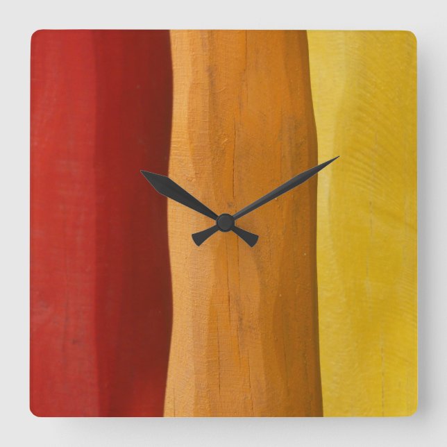 Horloge Carrée spectre rouge de jaune orange de conception en (Recto)
