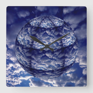 Horloge Carrée Sphère 3D de nuage abstrait