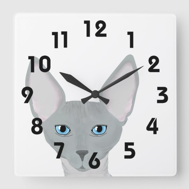 Horloge Carrée Sphynx Cat Wall Clock (Recto)