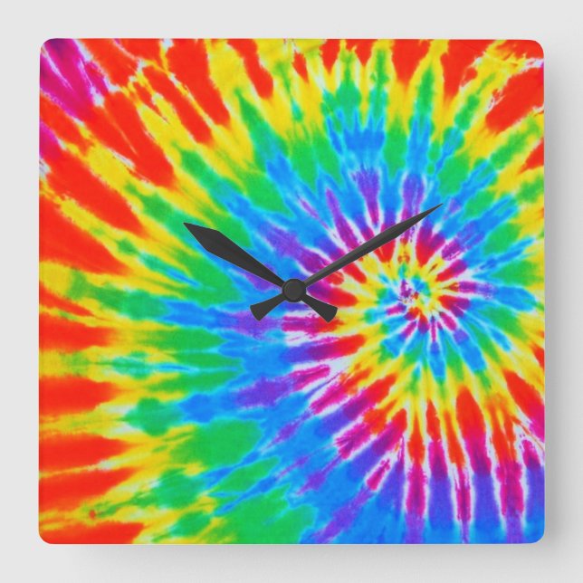 Horloge Carrée Spiral Tie Dye Clock (Recto)