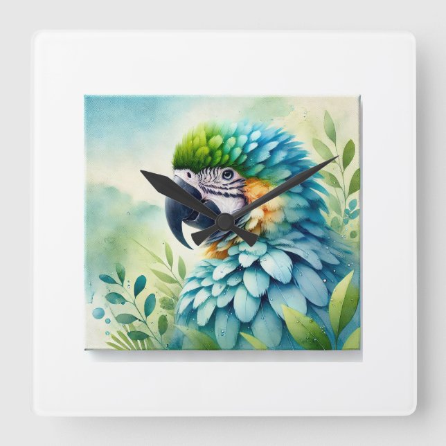 Horloge Carrée Spixs Macaw 081024AREF133 - Watercolor (Recto)