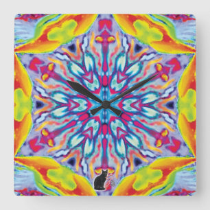 Horloge Carrée Spokes Kaleidoscope