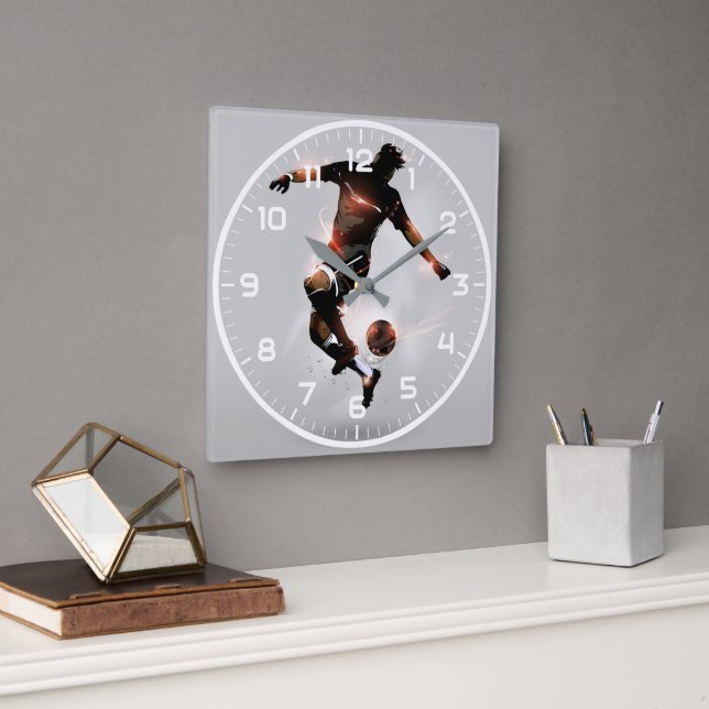 Horloge Carrée Sport Football | Football moderne (Bureau)
