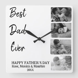 Horloge Carrée Square wall clock, personalized, father's day.