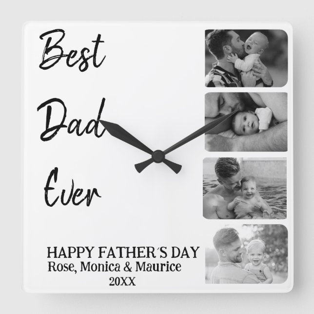Horloge Carrée Square wall clock, personalized, father's day. (Recto)