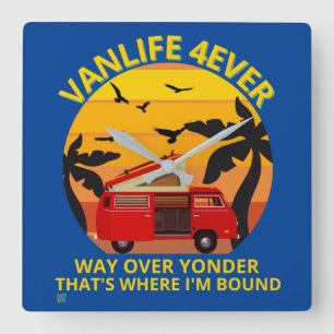 Horloge Carrée square wall clock "VANLIFE..."