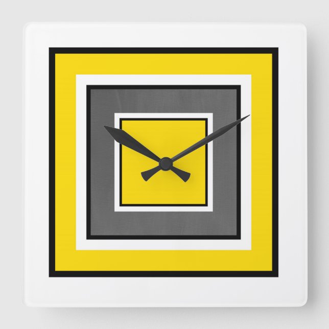 Horloge Carrée Squares noires de Yellow (Recto)