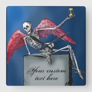 Horloge Carrée Squelette personnalisé cool à l'Halloween de Tombs