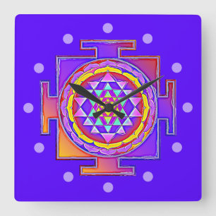 Horloge Carrée Sri Yantra - Symbole hindouiste Design 1
