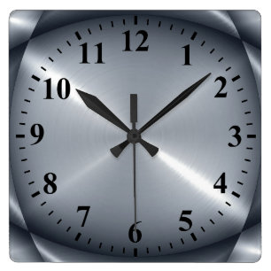 Horloge Carrée Stainless Steel Metal Look
