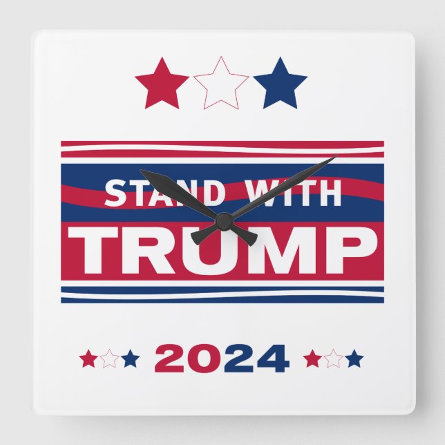 Horloge Carrée Stand with Trump~2024~MAGA (Recto)