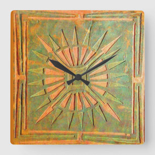 Horloge Carrée STAR DU MATIN, Vert Brown antique