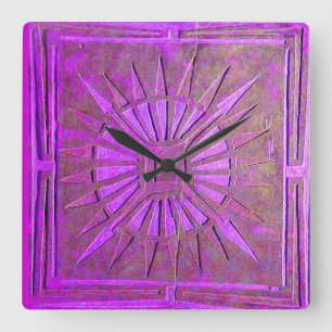 Horloge Carrée STAR DU MATIN, Violet antique