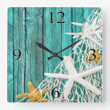Starfish Netting Beach Wood aqua