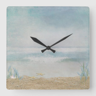 Horloge Carrée Starfish sur la plage
