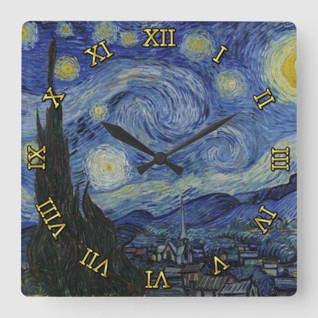 Horloge Carrée Starry Night Vincent van Gogh (Recto)