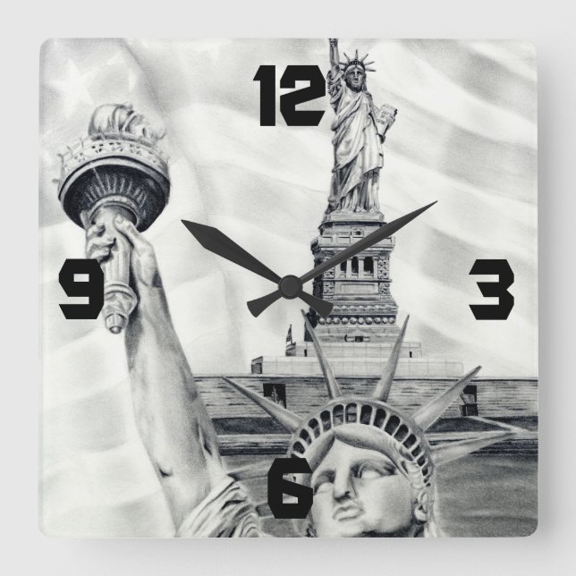 Horloge Carrée Statue de Liberty Wall Clock (Recto)