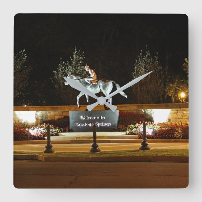 Horloge Carrée Statue du cheval Danseuse autochtone Saratoga Horl (Recto)