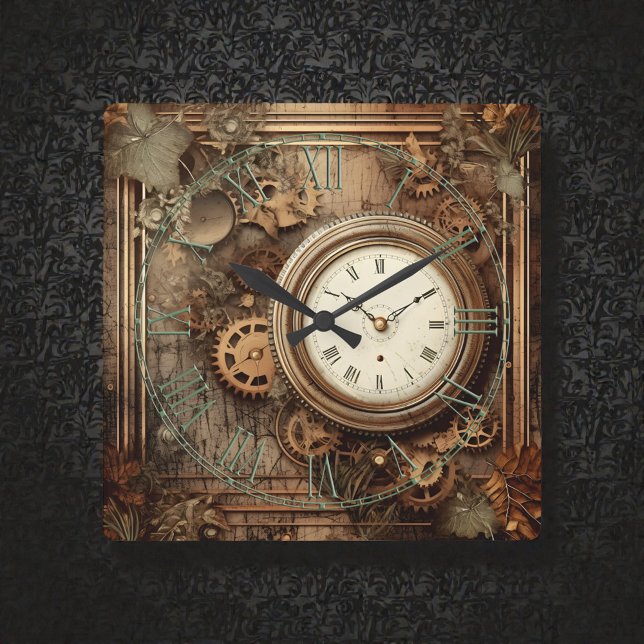 Horloge Carrée Steampunk Clocks & Gears Wall Clock (Créateur téléchargé)