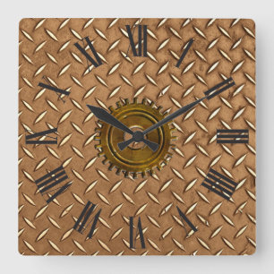 Horloge Carrée Steampunk Steel-plated Metal-look Wall Clock