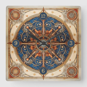 Horloge Carrée Steampunk Tarot Star Motif#2 ID1081