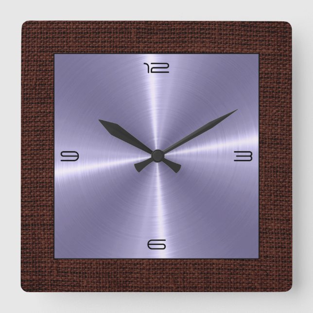 Horloge Carrée Steel Modern Burlap (Recto)