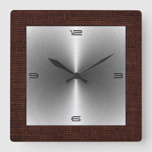 Horloge Carrée Steel Modern Burlap