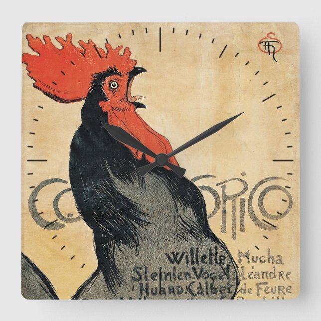 Horloge Carrée Steinlen Cocurico Timepiece (Recto)