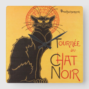 Horloge Carrée Steinlen : Conversation Noir