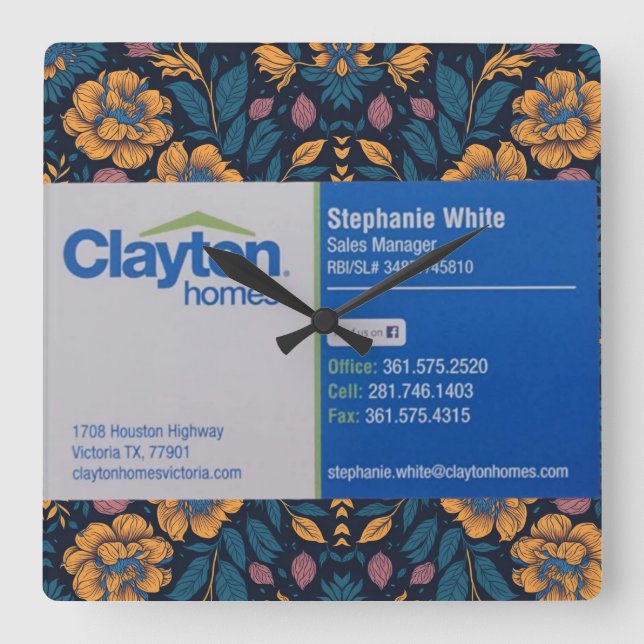 Horloge Carrée Stephanie White Clayton Homes (Recto)