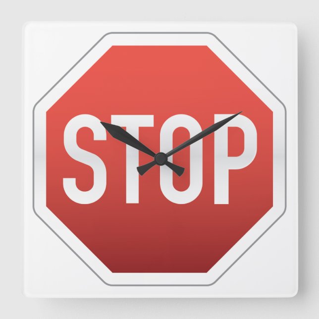 Horloge Carrée STOP sign (Recto)