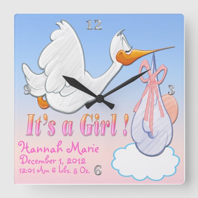 Horloge Carrée Stork Keepsake (Recto)